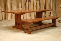 American Cherry Dining Through Tenon Trestle Table