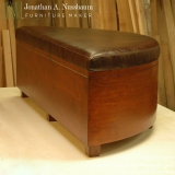 Alder & Leather Curved Front Chest with removable Cedar Shoe Dividers