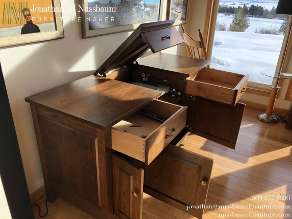 American Cherry Record Player Media Console