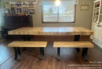 Oregon-White-Oak-3-leaf-Table-and-Benches