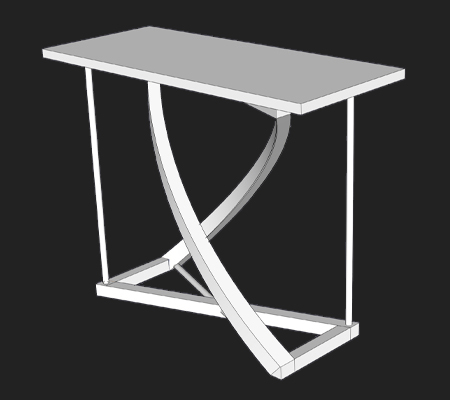 Shop Drawing of Twist Entry Table that fades to picture